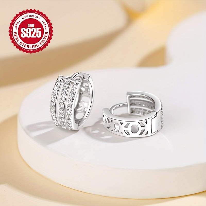 Artificial Zirconia Earring Clasps S925 Silver Micro Set Bling Bling